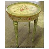 Painted Decorated Round Lamp Table 