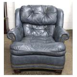 Blue Leather Button Tufted Club Chair by "Hancock and Moore, Inc." 