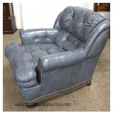 Blue Leather Button Tufted Club Chair by "Hancock and Moore, Inc." 
