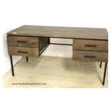 Industrial Style 4 Drawer Wood and Metal Desk 
