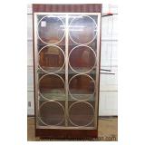  — VERY COOL —  Mahogany and Chrome Modern Design Decorator 2 Door Display Cabinet by "Ethan Allen F
