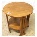 Mission Oak Round Side Table by “Stickley Furniture” 