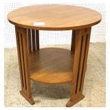 Mission Oak Round Side Table by “Stickley Furniture” 