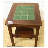 Mission Oak Green Tile Top 2 Tier Side Table by “Stickley Furniture” 