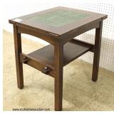 Mission Oak Green Tile Top 2 Tier Side Table by “Stickley Furniture” 