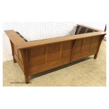 Mission Oak Even Arm Upholstered Sofa with Panel Sides and Back by "Stickley Furniture" Mission Oak Even Arm Upholstered Sofa with Panel Sides and Back by "Stickley Furniture"