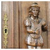 PAIR of ANTIQUE Highly Carved and Ornate Continental 3 Piece Hunt Cupboards with Full Figure Carving PAIR of ANTIQUE Highly Carved and Ornate Continental 3 Piece Hunt Cupboards with Full Figure Carving