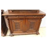 PAIR of ANTIQUE Highly Carved and Ornate Continental 3 Piece Hunt Cupboards with Full Figure Carving PAIR of ANTIQUE Highly Carved and Ornate Continental 3 Piece Hunt Cupboards with Full Figure Carving