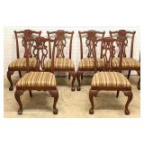  7 Piece Mahogany Banded and Inlaid Dining Room Table with 2 Leaves and 6 Carved Ball and Claw Dinin