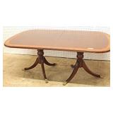  7 Piece Mahogany Banded and Inlaid Dining Room Table with 2 Leaves and 6 Carved Ball and Claw Dinin