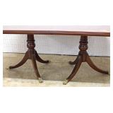  7 Piece Mahogany Banded and Inlaid Dining Room Table with 2 Leaves and 6 Carved Ball and Claw Dinin