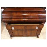  ANTIQUE Burl Mahogany 2 Piece Empire Blind Door Butlers Desk with Bookcase Top  Located Inside 