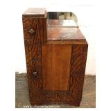 VINTAGE 4 Piece Art Nouveau Style Oak Marble Top Bedroom Set with Full Size Bed 