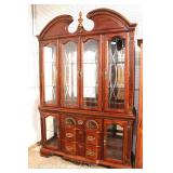 Contemporary Mahogany Shell Carved 2 Piece Broken Arch China Cabinet with Curio Base by “Kathy Irela