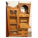 ANTIQUE Oak Carved Secretary Bookcase (Side by Side) 