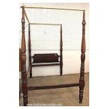 ANTIQUE Solid Mahogany Carved Queen Size 4 Poster Canopy Bed 