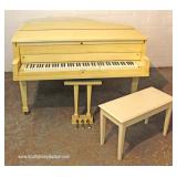 Mid Century Baby Grand Piano with Bench in original factory paint by “Stieff” 