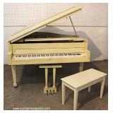 Mid Century Baby Grand Piano with Bench in original factory paint by “Stieff” 