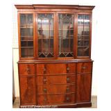 Burl Mahogany 2 Piece 4 Door China Cabinet with Desk 