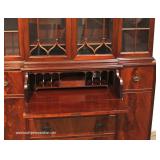 Burl Mahogany 2 Piece 4 Door China Cabinet with Desk 