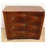 ANTIQUE Burl Mahogany 3 Drawer Chest 