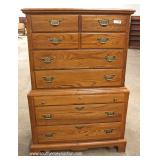 SOLID Oak High Chest with Jewelry Box Drawer and Low Chest by “Durham Furniture” 