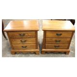 PAIR of SOLID Oak 3 Drawer Night Stands by “Durham Furniture” 