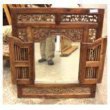 SOLID Mahogany Highly Carved Decorator Mirror with Doors 