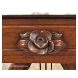PAIR of SOLID Mahogany Victorian Style Lyre Harp Marble Top Tables PAIR of SOLID Mahogany Victorian Style Lyre Harp Marble Top Tables