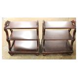 PAIR of 3 Tier SOLID Mahogany Dumb Waiters PAIR of 3 Tier SOLID Mahogany Dumb Waiters