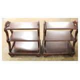 PAIR of 3 Tier SOLID Mahogany Dumb Waiters 