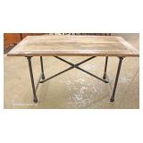 Industrial Style Natural Finish Plank Top Pipe Leg Breakfast Table Industrial Style Natural Finish Plank Top Pipe Leg Breakfast Table