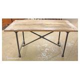  Industrial Style Natural Finish Plank Top Pipe Leg Breakfast Table