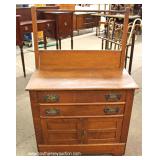 ANTIQUE Oak Washstand with Towel Bar 