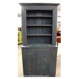 Antique Style Country Step Back Cupboard in the Gray Wash Finish Antique Style Country Step Back Cupboard in the Gray Wash Finish