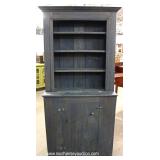 Antique Style Country Step Back Cupboard in the Gray Wash Finish 