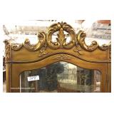Italian Mirrored Back Carved Crystal Cabinet Italian Mirrored Back Carved Crystal Cabinet