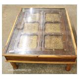 ANTIQUE Asian Half Door Custom Made into Glass Top Coffee Table 