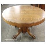 ANTIQUE Quartersawn Oak 48” Paw Foot Table with 3 Leaves 