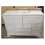 NEW 48” Marble Top Bathroom Vanity with Easy Close Drawers and Hardware Inside NEW 48” Marble Top Bathroom Vanity with Easy Close Drawers and Hardware Inside