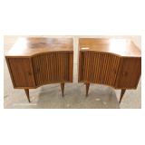 PAIR of Mid Century Modern Danish Walnut Tambour Front Night Stands PAIR of Mid Century Modern Danish Walnut Tambour Front Night Stands