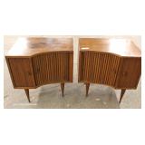 PAIR of Mid Century Modern Danish Walnut Tambour Front Night Stands 