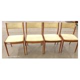 Set of 4 Mid Century Modern Danish Walnut Kitchen Chairs by “Uldum Mobelfabrik Made in Denmark” 