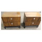 Mid Century Modern Burl Walnut 6 Piece Bedroom Set with Full Size Headboard and Mid Century Modern Burl Walnut 6 Piece Bedroom Set with Full Size Headboard and