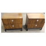 Mid Century Modern Burl Walnut 6 Piece Bedroom Set with Full Size Headboard and 