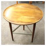 Mid Century Modern Danish Walnut Round Lamp Table by “Fine Furniture Exclusively Yours Big Rapids Fu