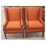 PAIR of QUALITY High Back Fireside Modern Line Chairs 