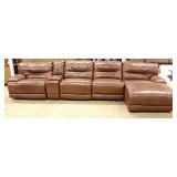 Leather 5 Piece Sectional Sofa with Chaise Lounge 