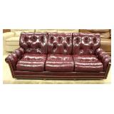 3 Piece HIGH END Leather Chesterfield Style Button Tufted Sofa, Chair and Ottoman by “Hancock and 3 Piece HIGH END Leather Chesterfield Style Button Tufted Sofa, Chair and Ottoman by “Hancock and