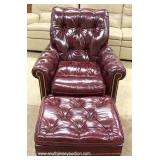  3 Piece HIGH END Leather Chesterfield Style Button Tufted Sofa, Chair and Ottoman  by “Hancock and 